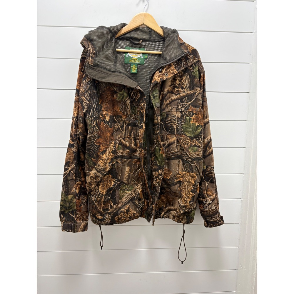VTG Cabela's Mens USA Made Dry Plus Camo Hooded Hunting Jacket Heavy Lined Sz XL